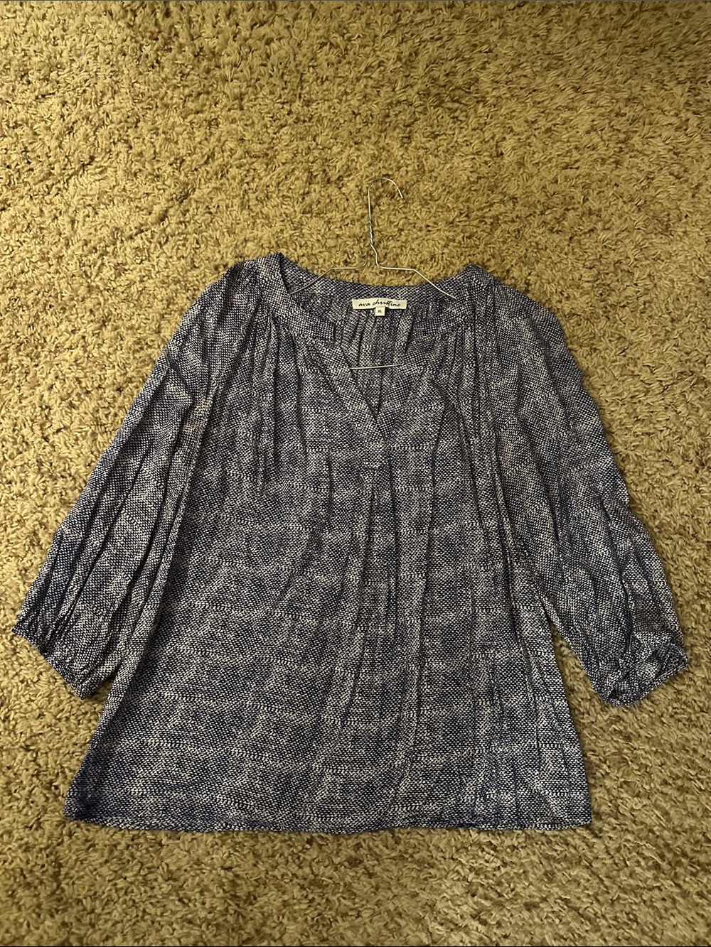 Petite Ami Navy Printed V-Neck Tunic